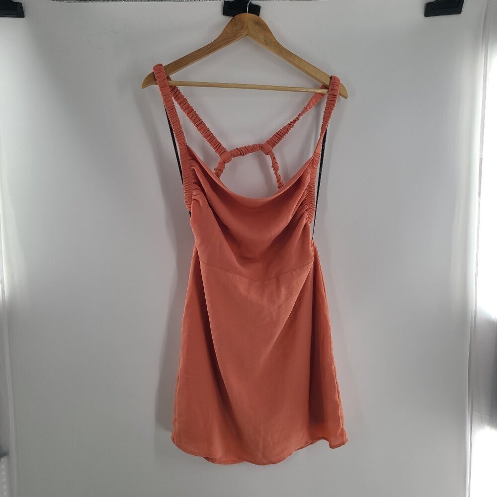 Forever 21 Cutout Mini Dress cowl square-cut neckline Salmon cutout back NWT‎ XL - Picture 2 of 6